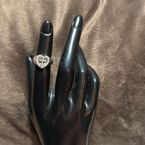 JAMES AVERY CROSS HEART RING 14K Gold And Sterling 6.3g Crosslet Signet Small 4 - Picture 4 of 12